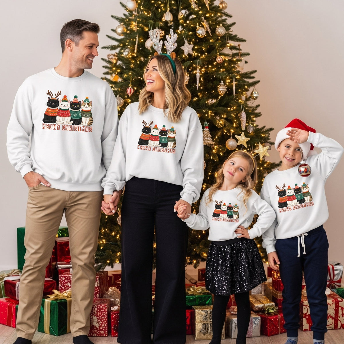 Weihnachtspullover mit Katzen Motiv, Weihnachtsgeschenk für Katzenliebhaber - Mamas & Minis