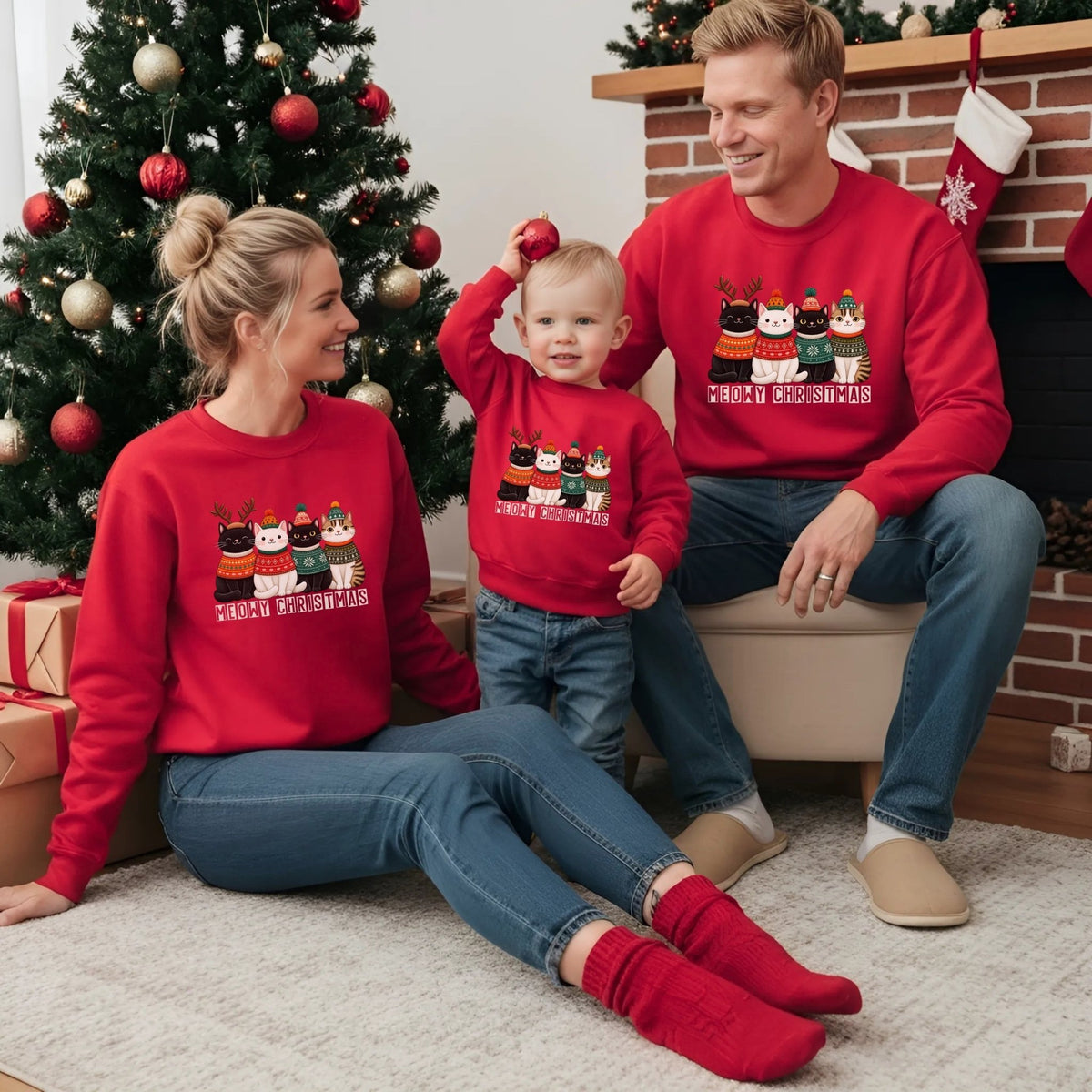 Weihnachtspullover mit Katzen Motiv, Weihnachtsgeschenk für Katzenliebhaber - Mamas & Minis