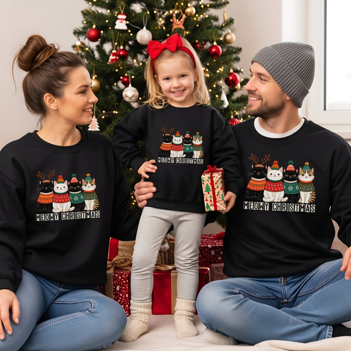 Weihnachtspullover mit Katzen Motiv, Weihnachtsgeschenk für Katzenliebhaber - Mamas & Minis