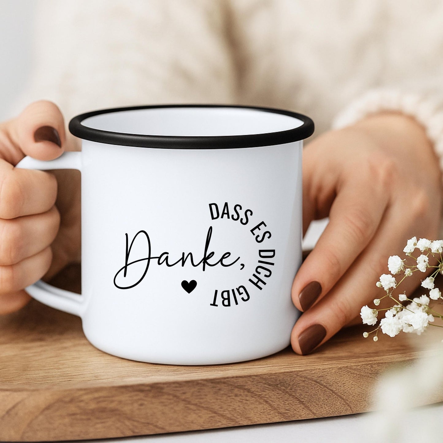 Emaille Tasse als Dankeschön Geschenk