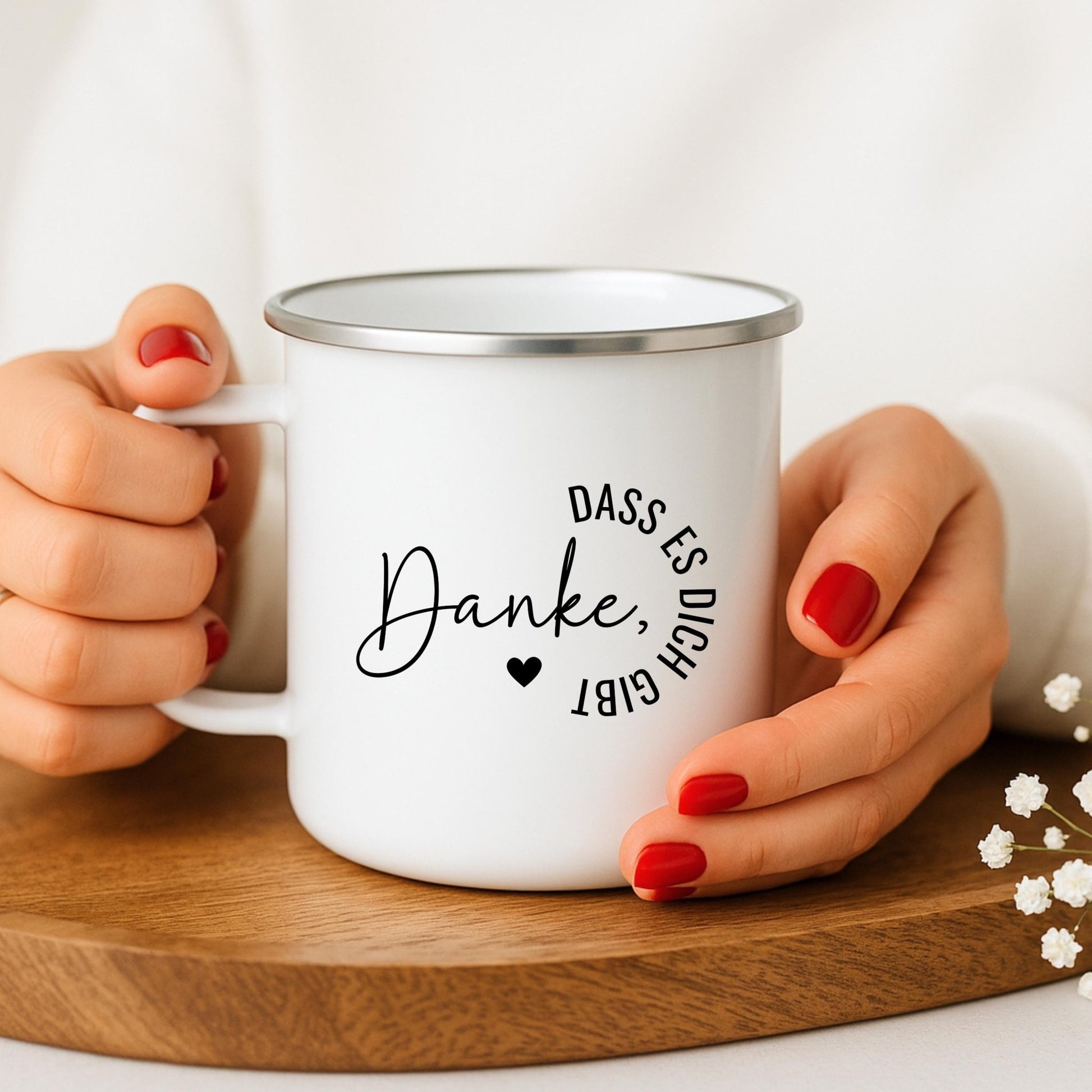 Emaille Tasse als Dankeschön Geschenk