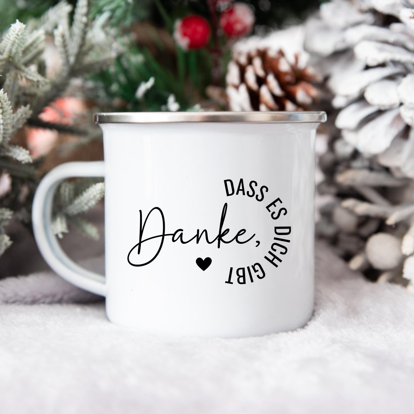 Emaille Tasse als Dankeschön Geschenk