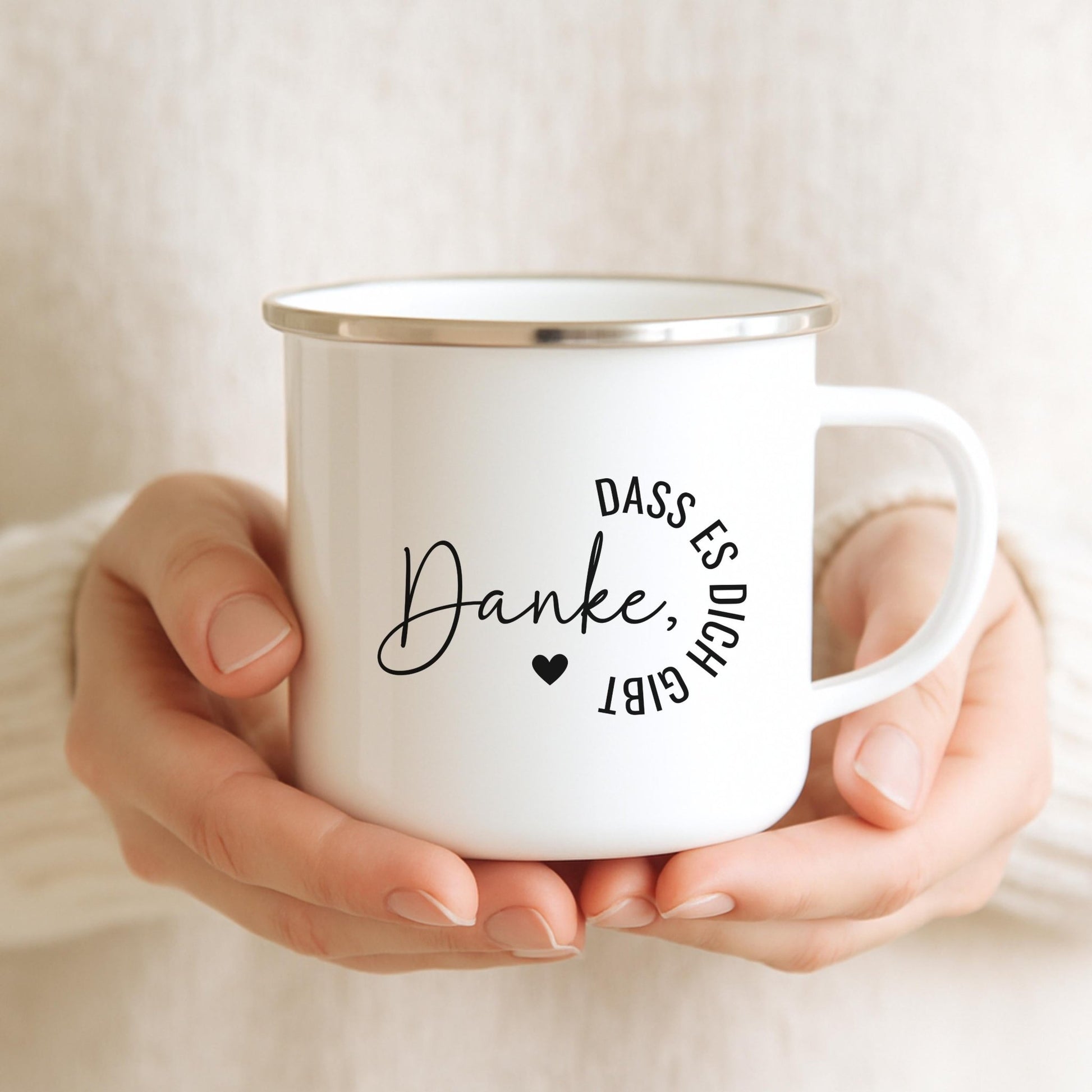 Emaille Tasse als Dankeschön Geschenk
