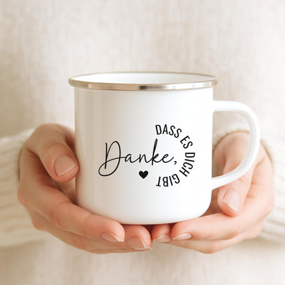 Emaille Tasse als Dankeschön Geschenk