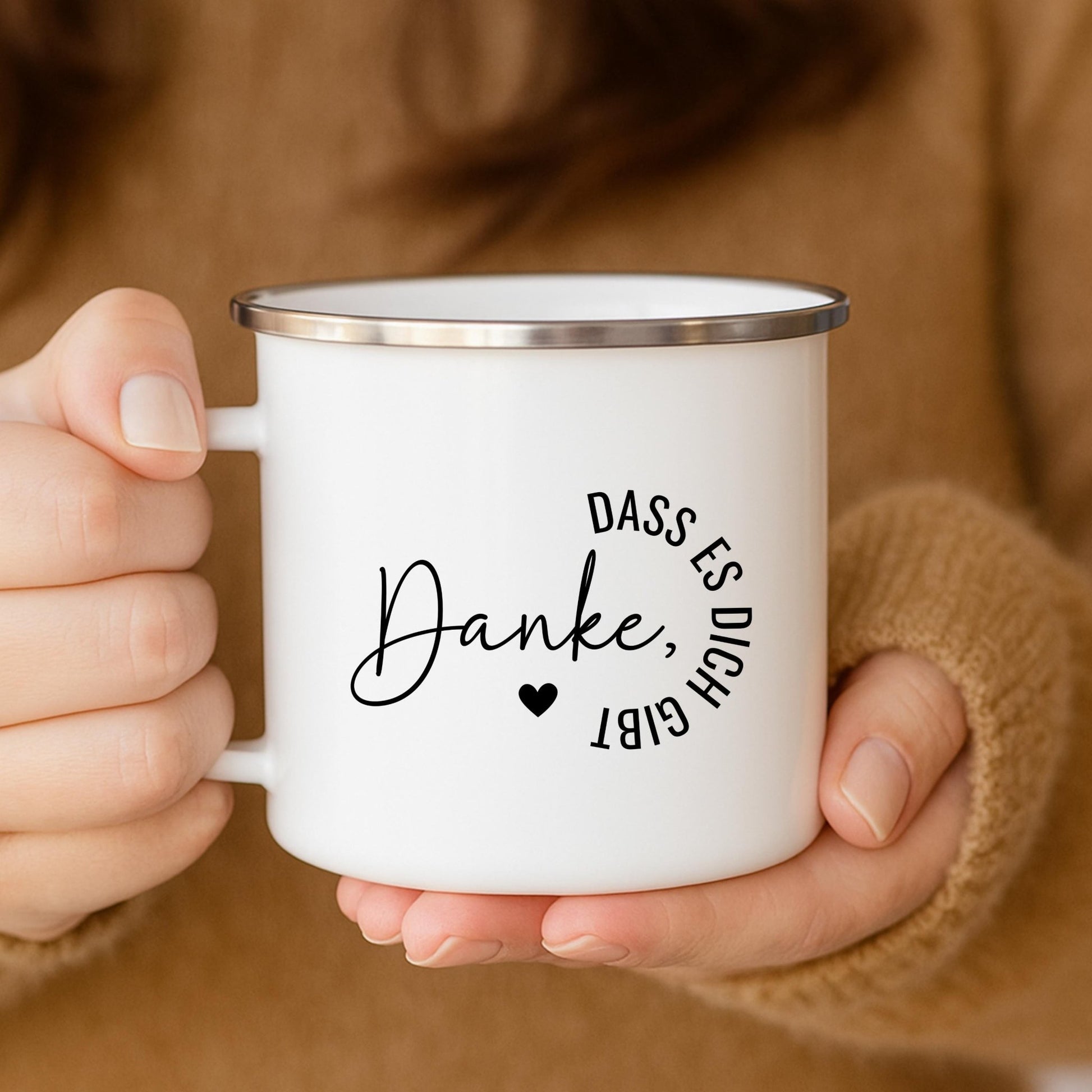 Emaille Tasse als Dankeschön Geschenk